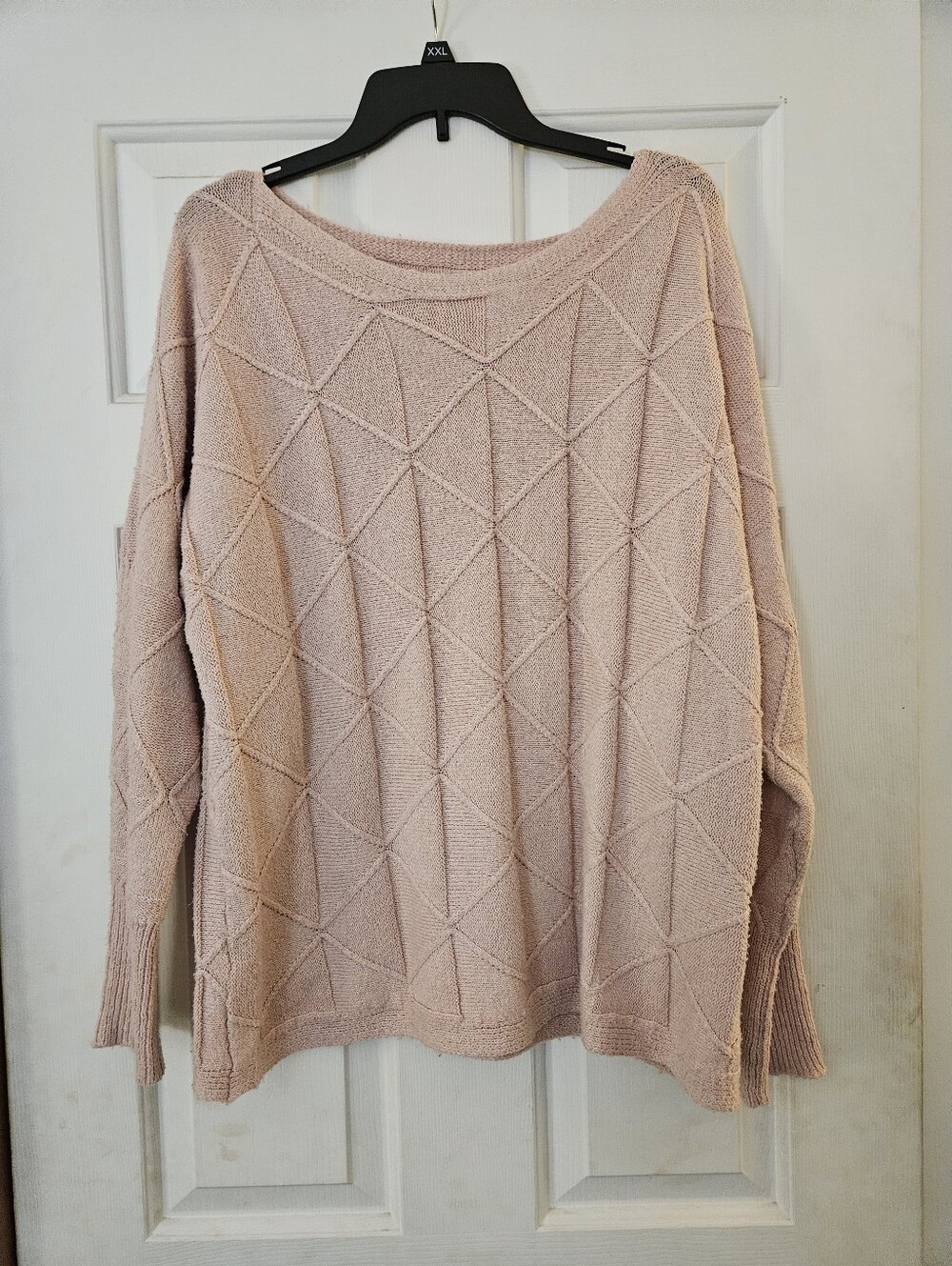 Relaxed Geometric Knit Sweater in Blush Pink